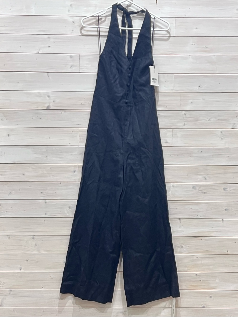Reformation Women’s Black Sofia Halter Jumpsuit - size 6 Linen